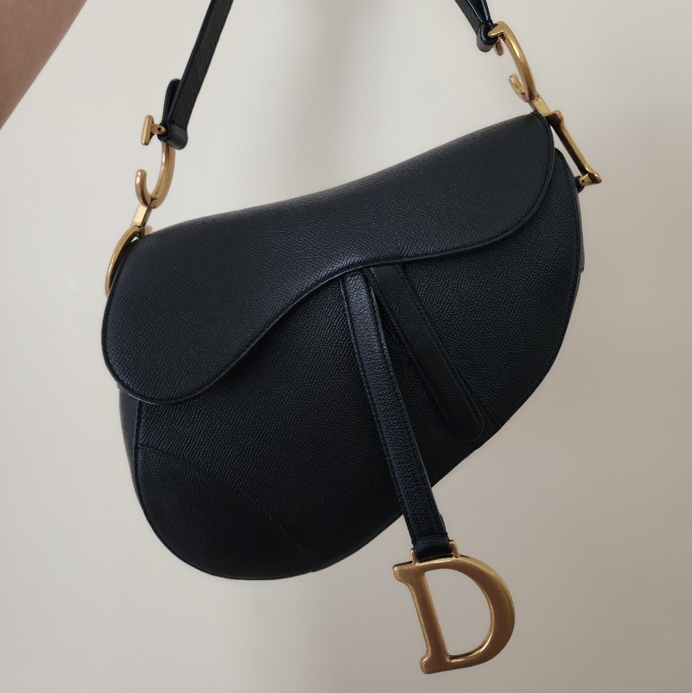 Black Leather Saddle Bag